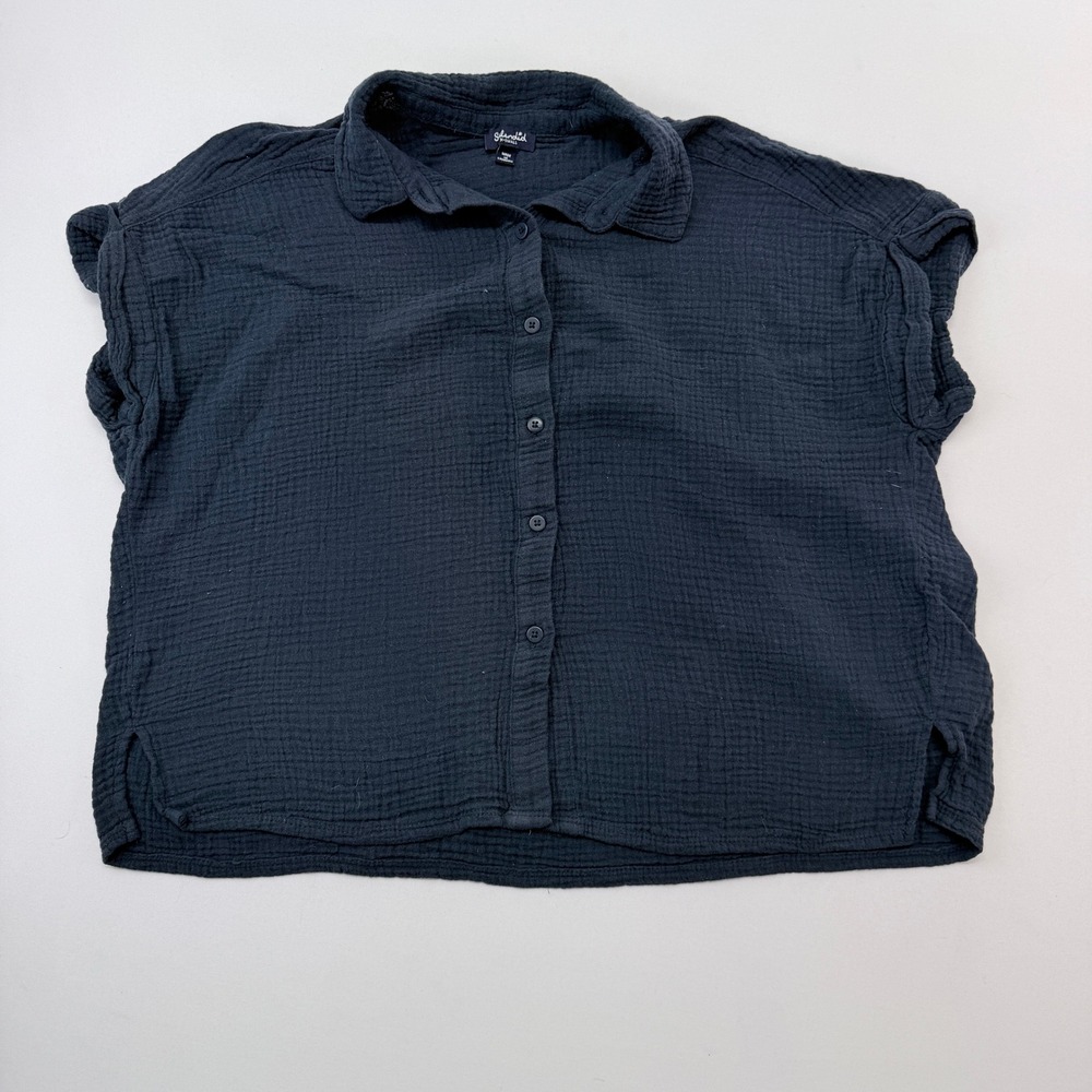 Splendid Navy Blue Double Gauze Cotton Button Down Top  XS